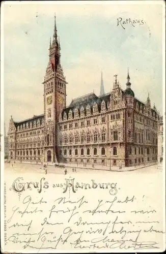 Litho Hamburg, Rathaus, Gesamtansicht