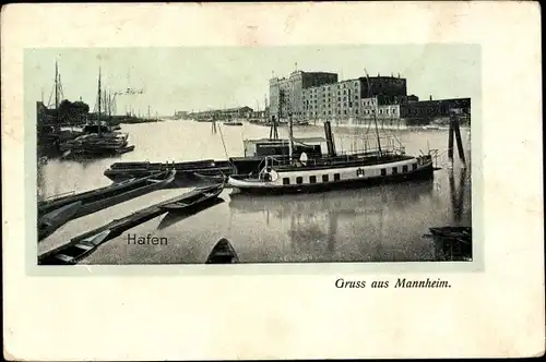 Ak Mannheim in Baden Württemberg, Blick in den Hafen