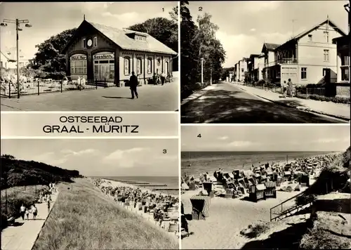 Ak Ostseebad Graal Müritz, Milchbar Seestern, Strand, Rosa Luxemburg Straße