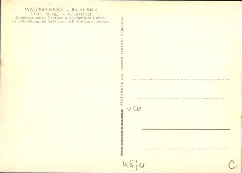 Ak Uerzig Ürzig an der Mosel, Waldschänke