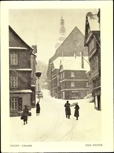 Ak Siegen, Blick in die Löhrstraße, Schneegestöber