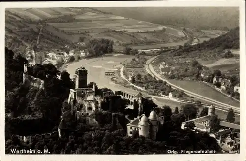 Ak Wertheim am Main, Blick auf den Ort, Fliegeraufnahme