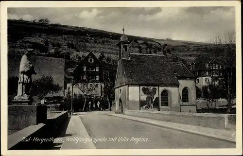 Ak Bad Mergentheim in Tauberfranken, Wolfgangskapelle mit Villa Regina