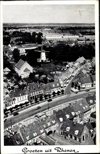 Ak Rhenen Utrecht, Molen, Vogelvlucht