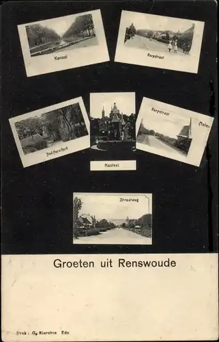 Ak Renswoude Utrecht Niederlande, Kanaal, Dorpstraat, Ned Herv Kerk, Kasteel, Straatweg
