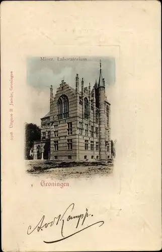Ak Groningen Niederlande, Miner. Laboratorium