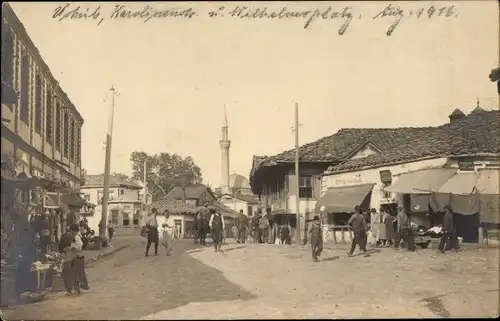 Foto Ak Skopje Üsküb Mazedonien, Wilhelmsplatz, Karolinenstraße, Aug. 1916