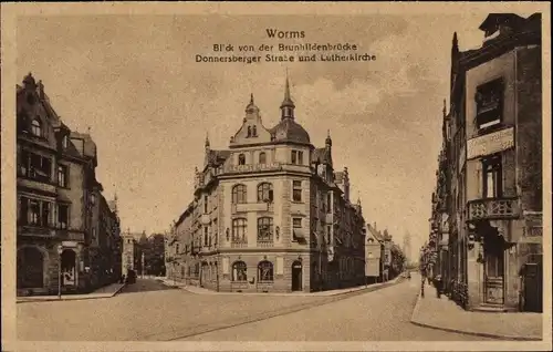Ak Worms am Rhein, Brunhildenbrücke, Donnersberger Straße, Lutherkirche