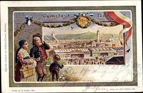 Ganzsachen Litho Nürnberg in Mittelfranken, Volksfest 1902