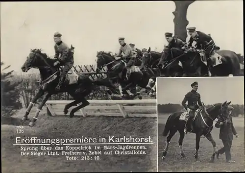 Ak Berlin Lichtenberg Karlshorst, Eröffnungspremiere, Mars Jagdrennen, Koppelrick, Ltnt. Frhr. Zobel