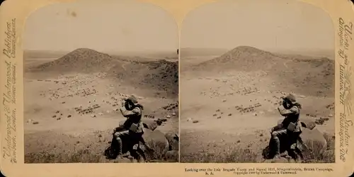 Stereo Foto Slingersfontein Südafrika, British Campaign, 12th Brigade Camp, Signal Hill