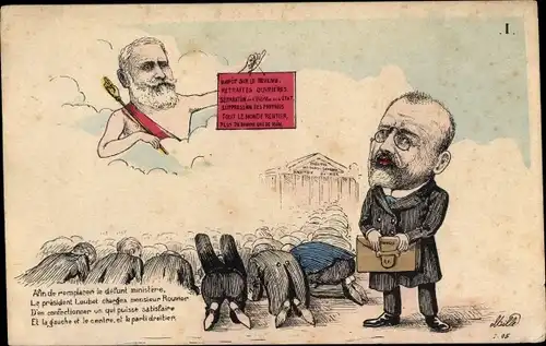 Künstler Ak Mille, La president Loubet charges monsieur Rouvier, Karikatur