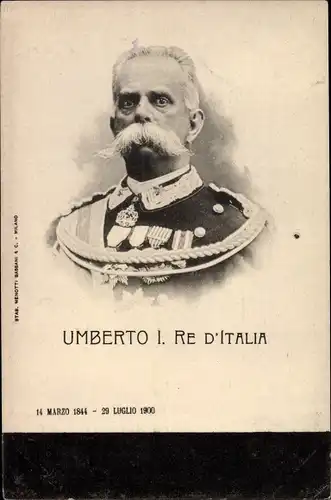 Ak König Umberto I von Italien, Portrait, Uniform, Orden