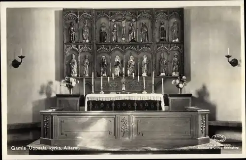 Ak Uppsala Schweden, Altar, Kirche, Innenansicht