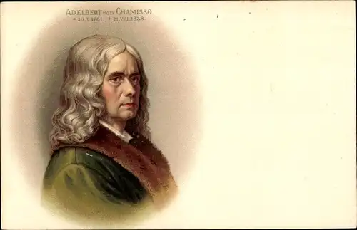 Litho Naturforscher und Dichter Adelbert von Chamisso, Portrait