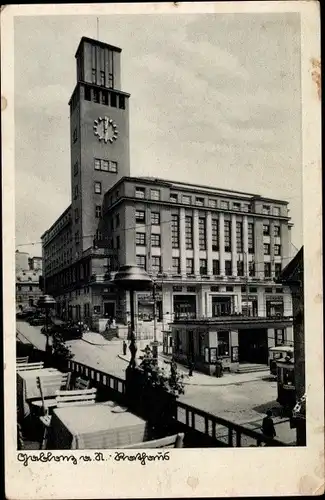 Ak Jablonec nad Nisou Gablonz an der Neiße Region Reichenberg, Rathaus