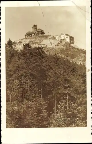 Ak Ještěd Jeschken Region Reichenberg, Blick zum Berggipfel