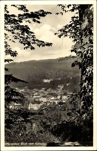 Ak Mariánské Lázně Marienbad Reg. Karlsbad, Blick vom Rübezahl auf die Stadt