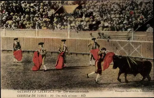 Ak Corrida de Toros, Courses de Taureaux, mauvaise estocade, Stierkampf