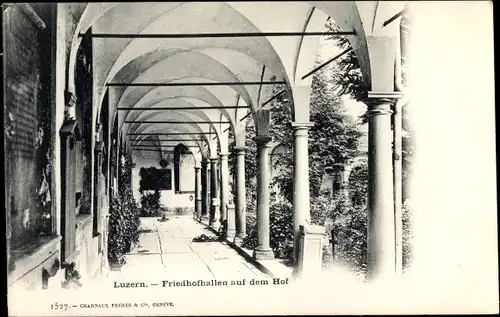 Ak Luzern Stadt Schweiz, Friedhofhallen auf dem Hof