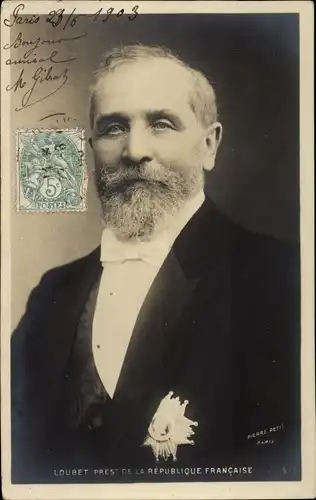 Ak Émile Loubet, President de la Republique Francaise, Portrait