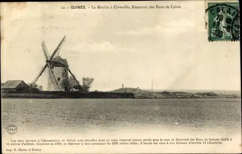 Ak Bailleul aux Cornailles Pas de Calais, Le Moulin, Reservoir des Eaux de Calais, Windmühle