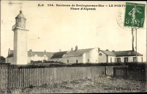 Ak Le Portel Pas de Calais, Phare d'Alprech, Leuchtturm