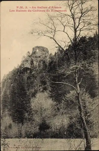 Ak Ballon d'Alsace Vosges, Les Ruines du Chateau de Rosemont