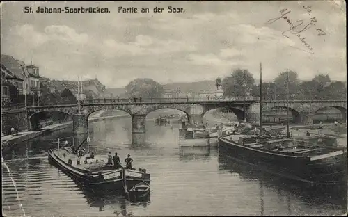 Ak St. Johann Saarbrücken im Saarland, Partie an der Saar