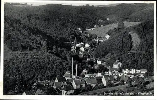 Ak Schalksmühle im Sauerland, Klagebach im Volmetal, Panorama vom Ort, Vogelschau