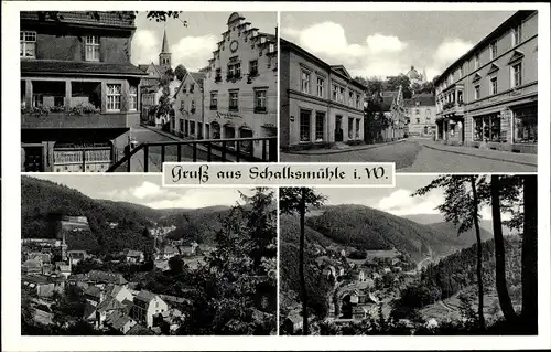 Ak Schalksmühle, Geschäft Kornblum, Straßenpartie, Panorama vom Ort