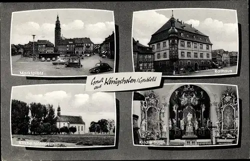 Ak Bad Königshofen im Grabfeld Unterfranken, Rathaus, Marktplatz, Kirche