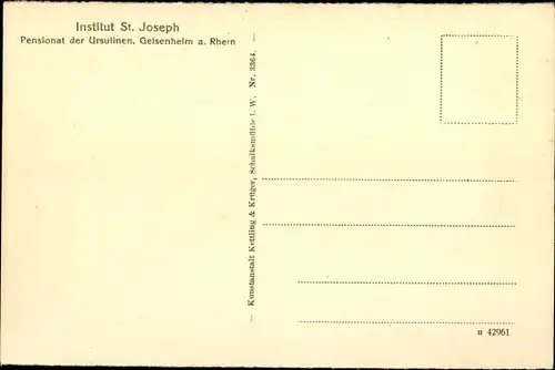 Ak Geisenheim am Rhein Hessen, Institut St. Joseph, Sprechzimmer