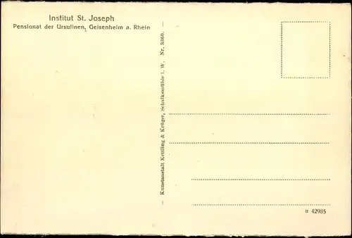 Ak Geisenheim am Rhein Hessen, Institut St. Joseph, Eingang