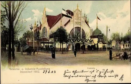 Ak Düsseldorf am Rhein, Industrie und Gewerbeausstellung 1902, Festhalle
