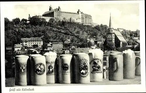 Ak Kulmbach in Oberfranken, Bierkrüge, Panorama