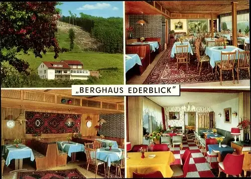 Ak Meckhausen Bad Berleburg in Westfalen, Berghaus Ederblick, Innen und Außen
