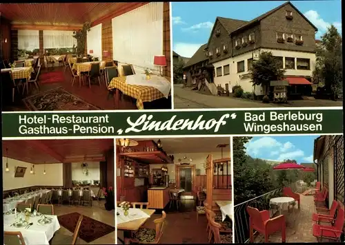Ak Wingeshausen Bad Berleburg in Westfalen, Hotel Restaurant Gasthaus Pension Lindenhof