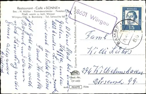 Ak Landpoststempel 8691 Würgau