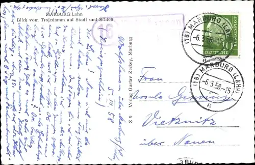 Ak Landpoststempel Wolfshausen über Marburg Lahn, 16