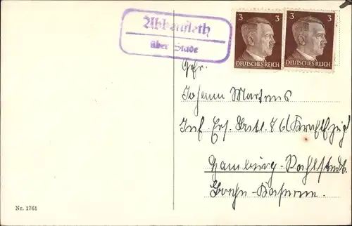 Ak Landpoststempel Abbenfleth über Stade