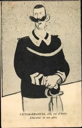 Ak König Victor Emanuel III. von Italien, Karikatur