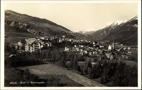 Ak Scuol Schuls Kt. Graubünden Schweiz, Ortsansicht, Panorama