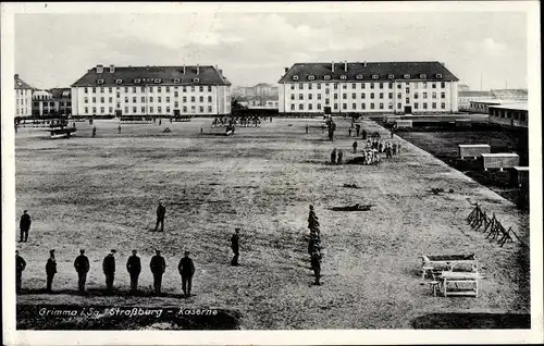 Ak Grimma in Sachsen, Straßburg Kaserne, Exerzierplatz