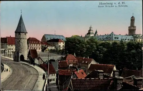 Ak Bad Homburg vor der Höhe Hessen, Neue Brücke, Schloss