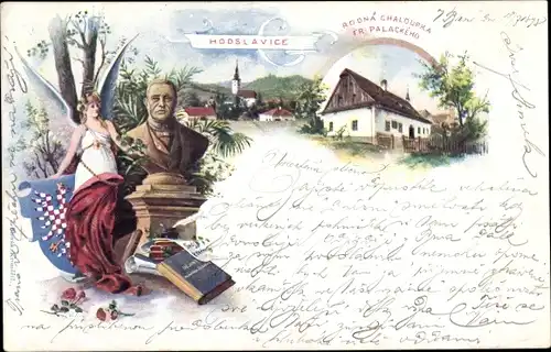 Litho Hodslavice Hotzendorf Mährisch Schlesien, Denkmal František Palacký, Geburtshaus