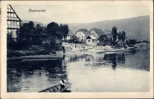 Ak Gieselwerder an der Oberweser Hessen, Teilansicht der Ortschaft