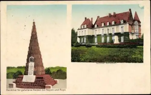 Ak Avricourt Meurthe et Moselle, Kriegerdenkmal bei Noyon und Roye