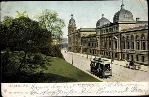 Ak Hamburg Mitte Altstadt, Straßenpartie mit Blick auf die Hauptpost, Straßenbahn 692