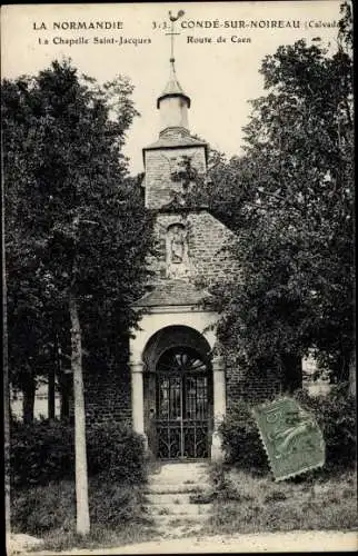 Ak Condé sur Noireau Calvados, La Chapelle Saint Jacques, Route de Caen